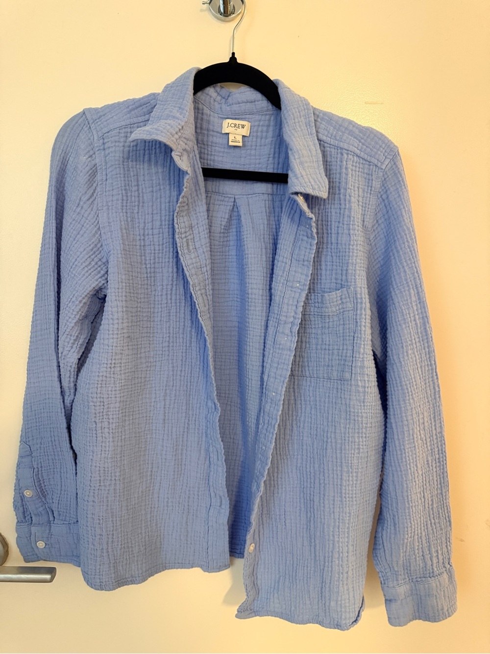 J.Crew Blue Cotton Gauze Button Down Shirt Size Large